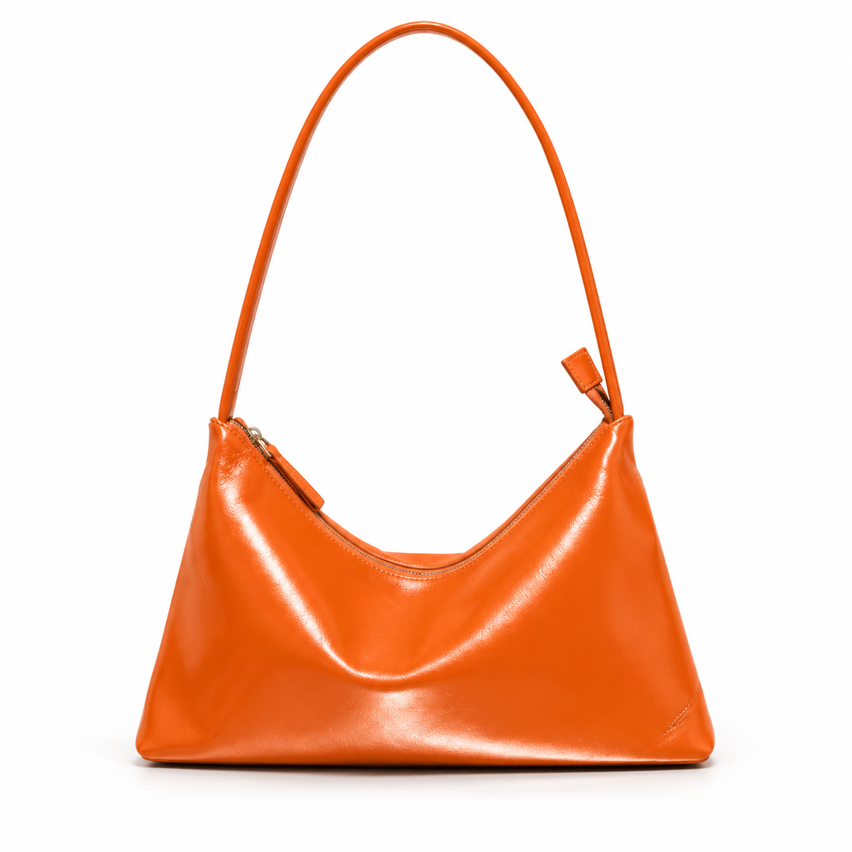 Chic Orange Slouchy Zipper Shoulder Bag
