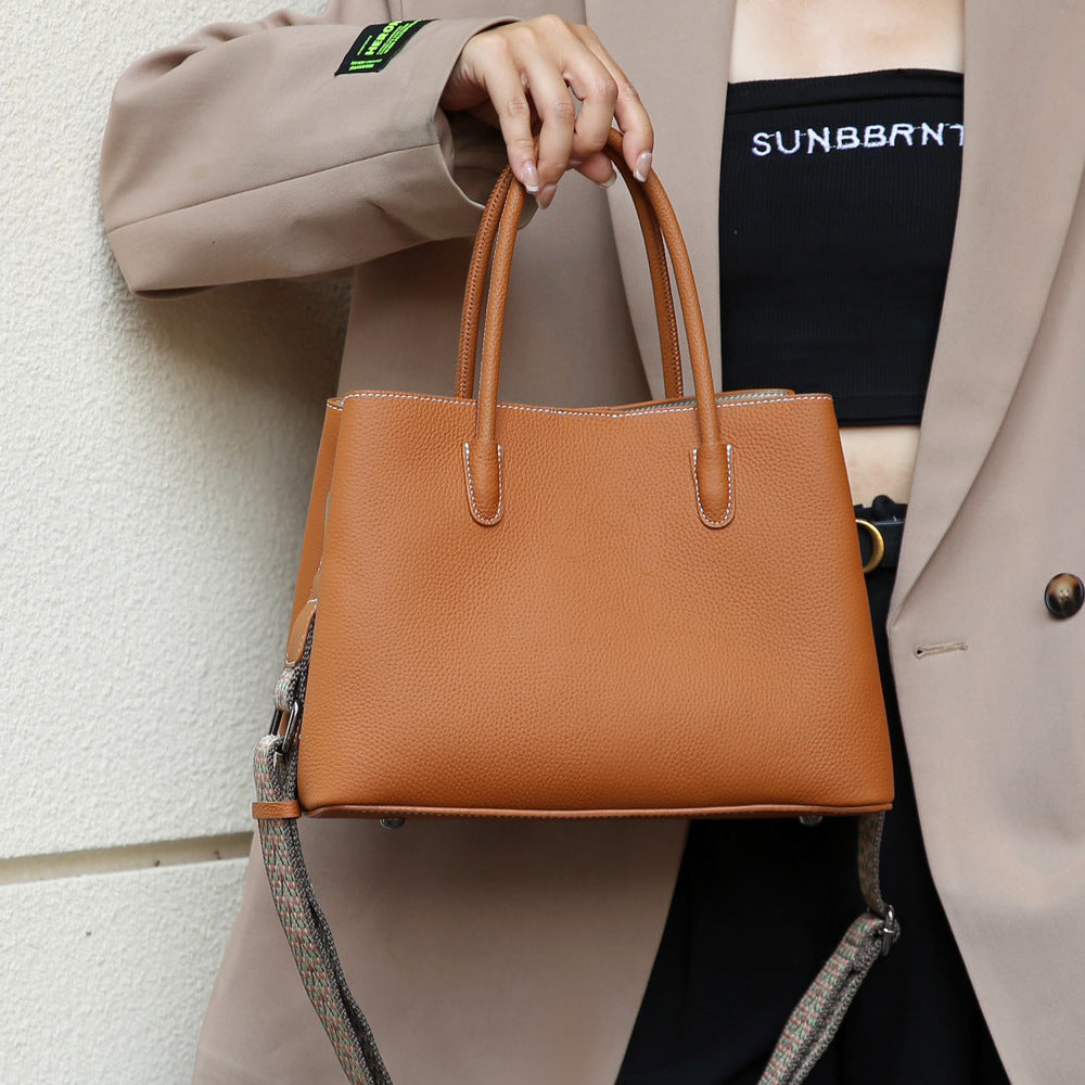 Genuine Leather Women's Tote Bag, Top Layer Cow Genuine Leather Commuting Handbag, Large Capacity Work Bag, Lightweight Durable Women's Bag