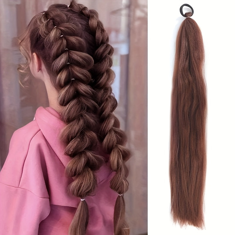 26 Inch Rainbow Synthetic Braided Hair Extensions - Luminous Twisted Hair with Vibrant Gradient Colors (Pink to Blue to Purple), Easy Clip-In for Women, Versatile Hairpiece for Parties & Casual Outfits, Party Hairpiece, Gradi