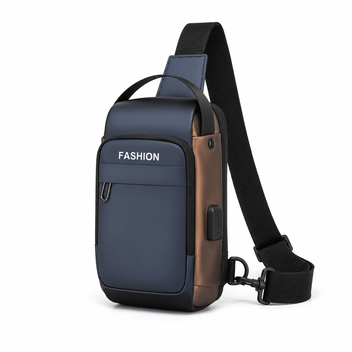 Navy Blue Crossbody Sling Bag With Lock