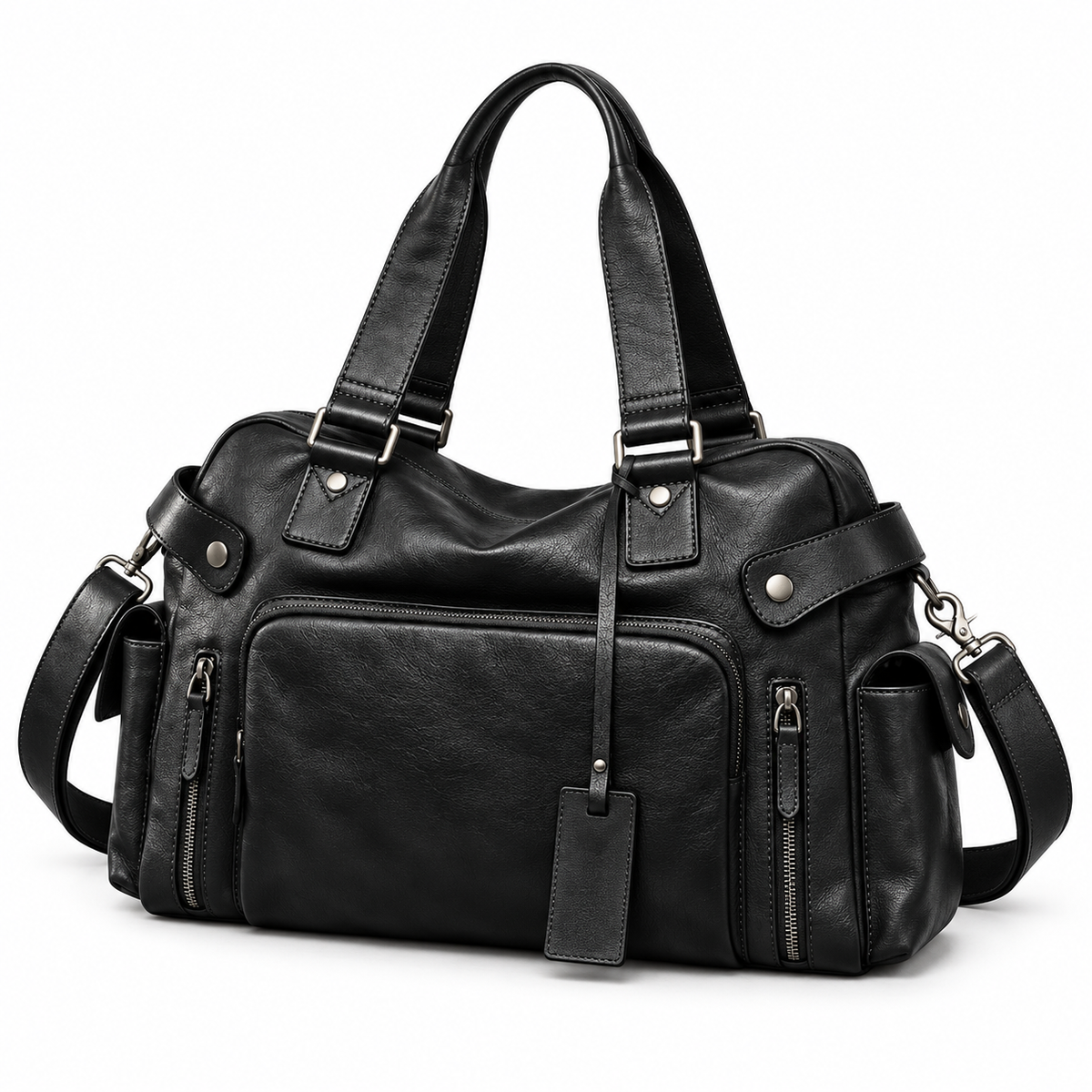 Vintage Black Multi Pocket Shoulder Handbag