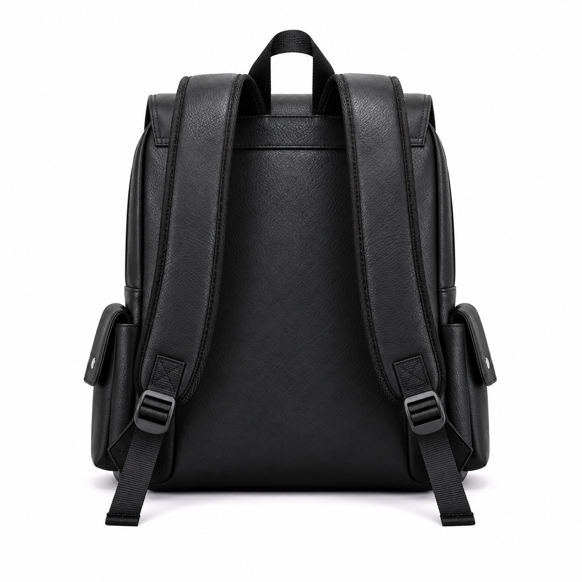 Black Vintage Backpack With Brown Straps
