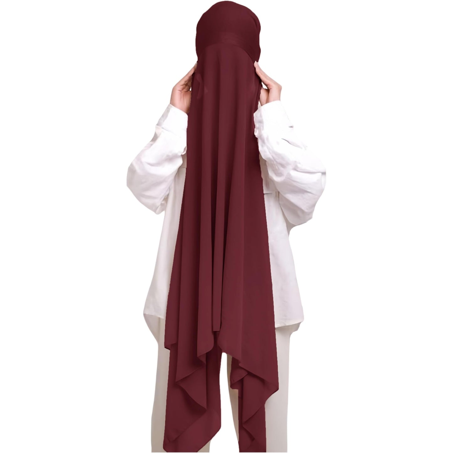 Instant Hijab Khimar Abaya - Elegant Islamic Prayer Veil with Tie Back Undercap, Lightweight Chiffon Fabric for Women, Quick Setup Modest Clothing for Travel, Work, Everyday