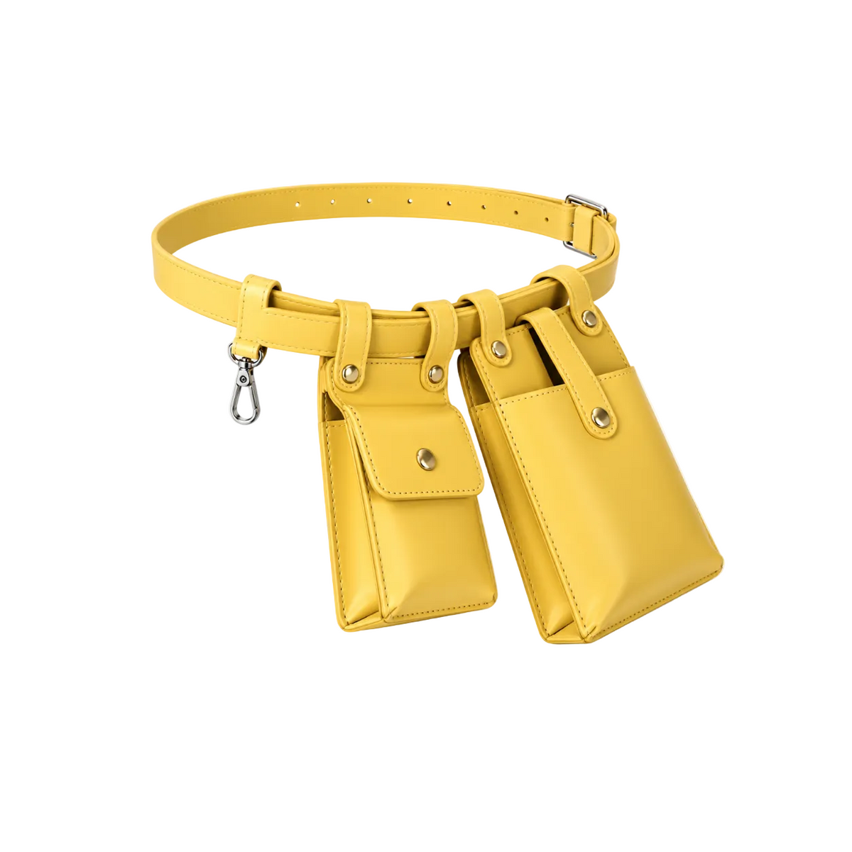 Yellow Adjustable Belt With Dual Pouches