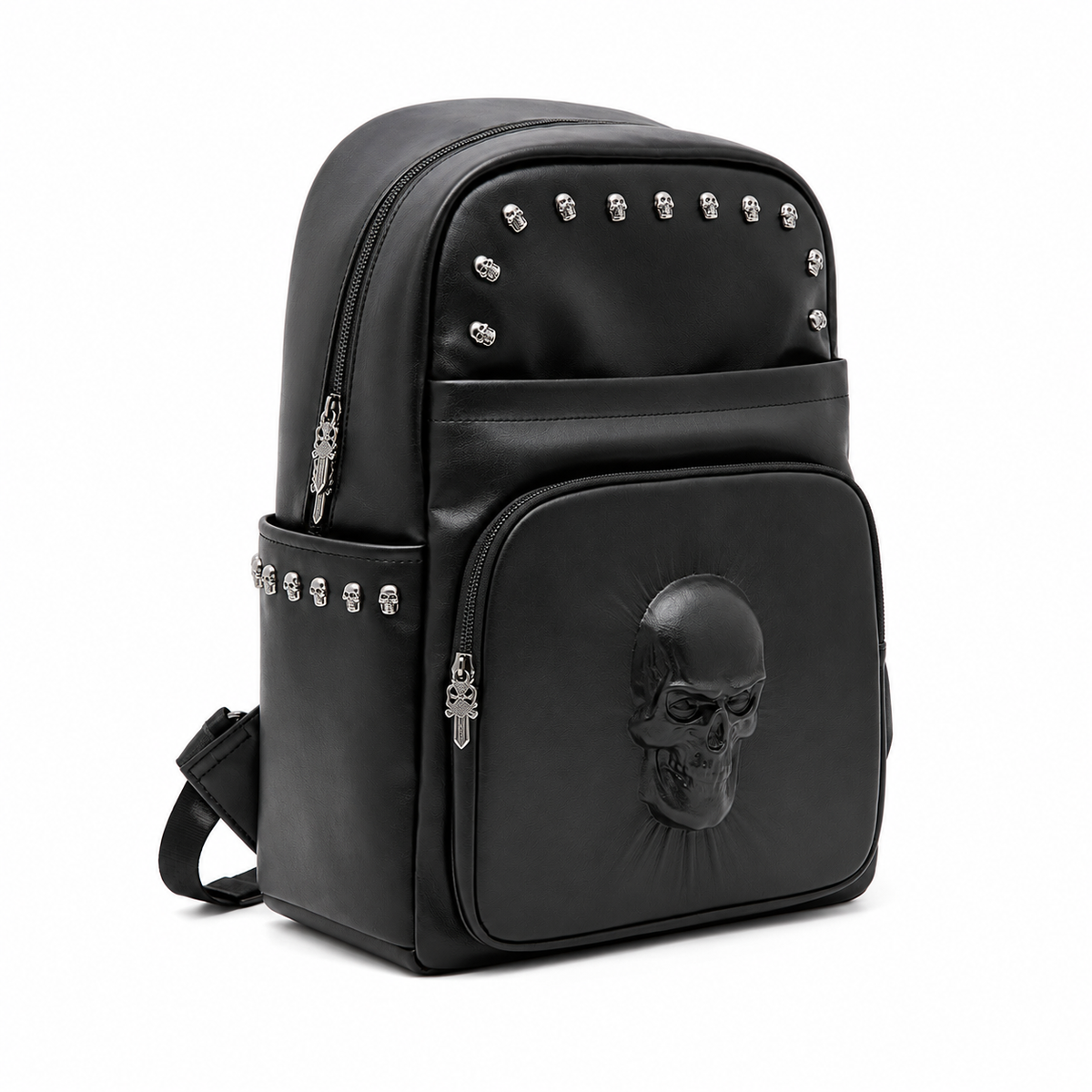 Gothic Black Skull Studded Backpack Bag