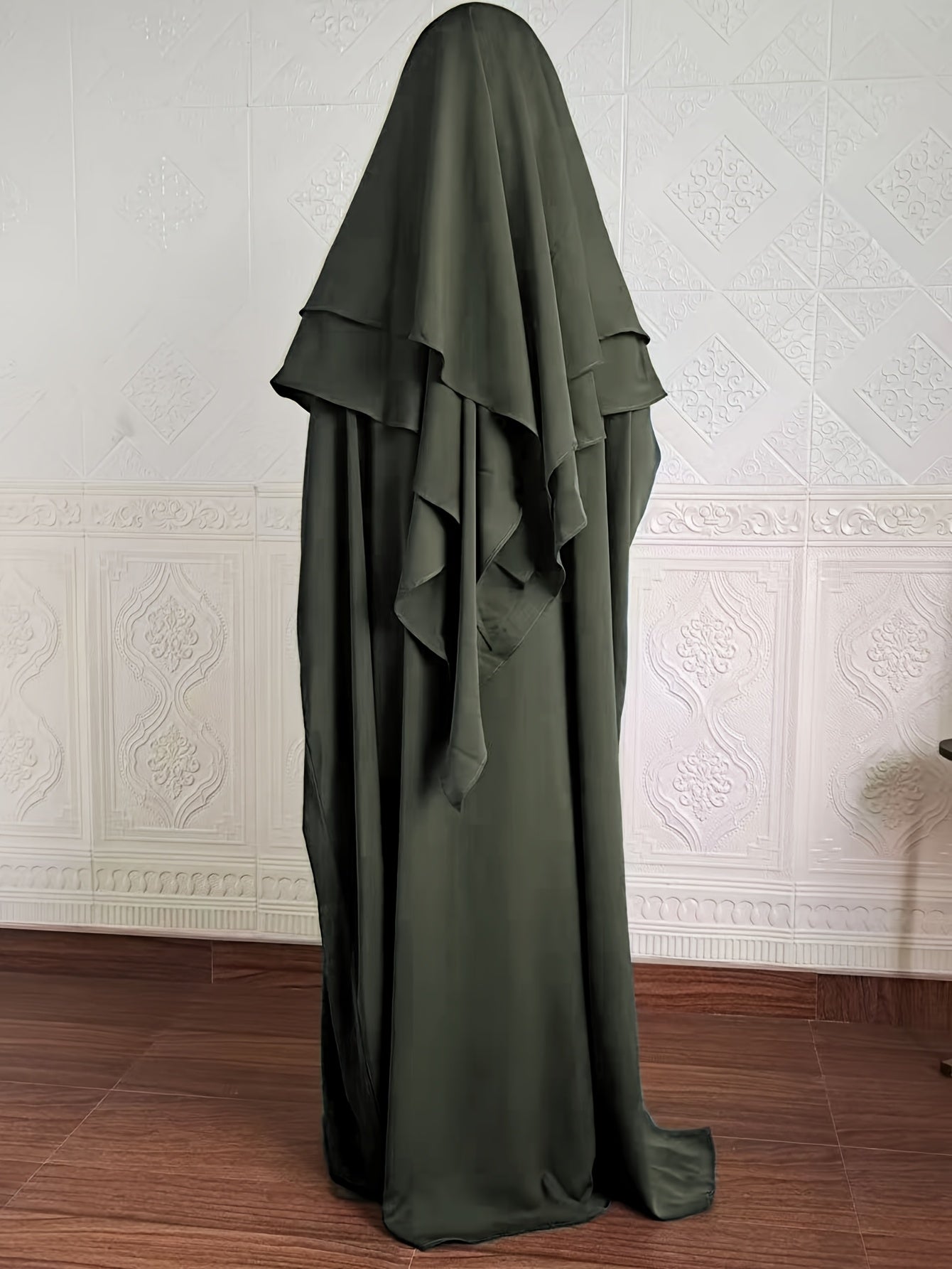Plus Size - A Set of Elegant Plus Size Women Jilbaab Dresses, Middle East Dubai Solid Color Robe Dress Two Piece Set, Perfect for Ramadan And Islamic Prayers Abaya Femme Women Abaya Dubai Islamic Clothing Abaya Hijab Femme Prayer Jil