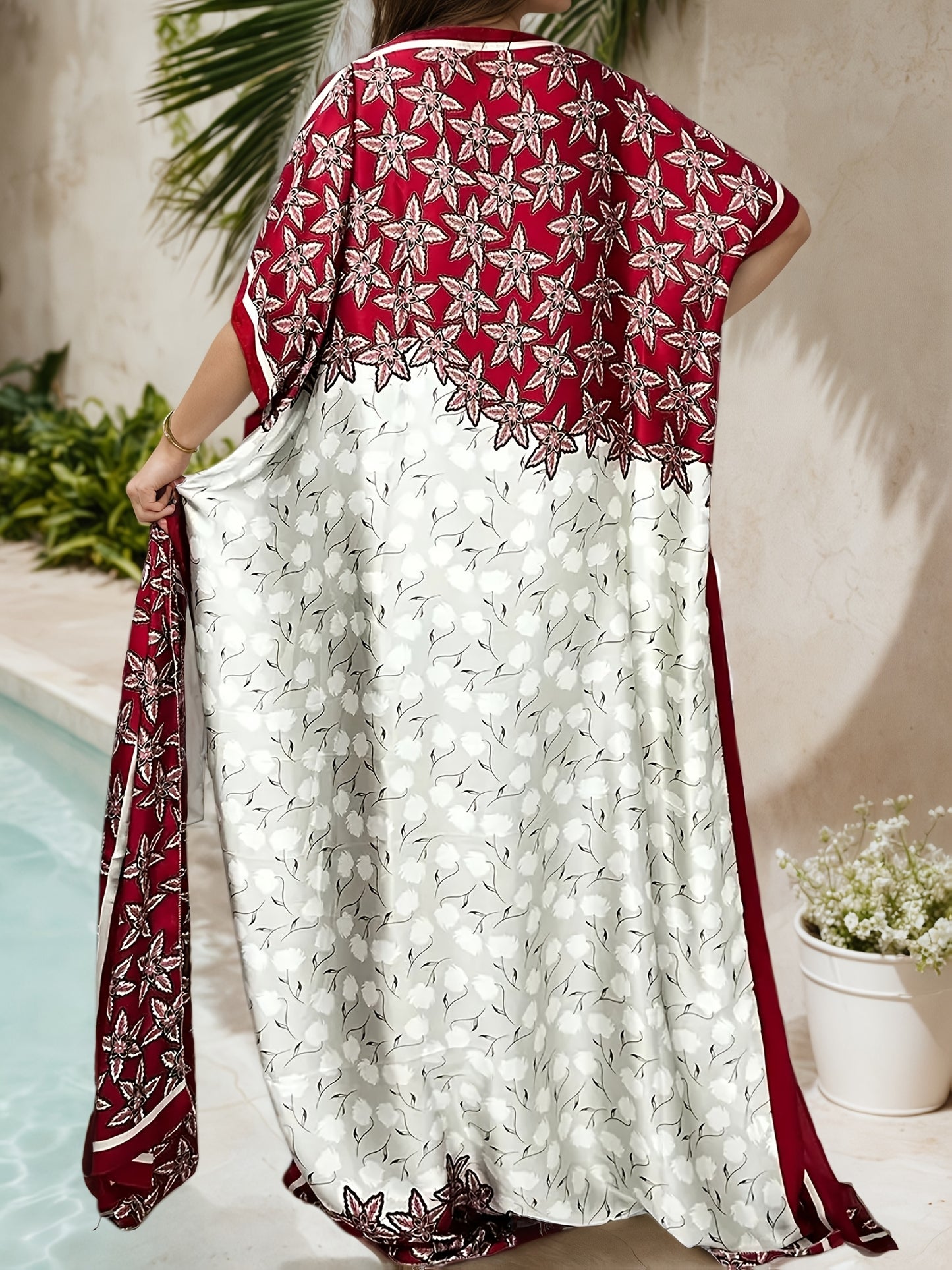 Women's Lightweight Polyester Abaya Dress With Scarf