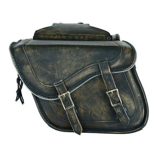 Dream Apparel Genuine Vintage Distressed Brown Naked Leather Concealed Carry Saddlebag No-Studs.Distressed Brown, Genuine Naked Cowhide Leather Saddlebag