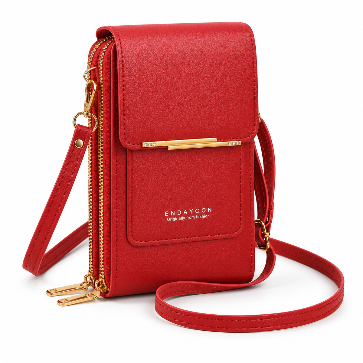 Red Textured Crossbody Phone Wallet Bag