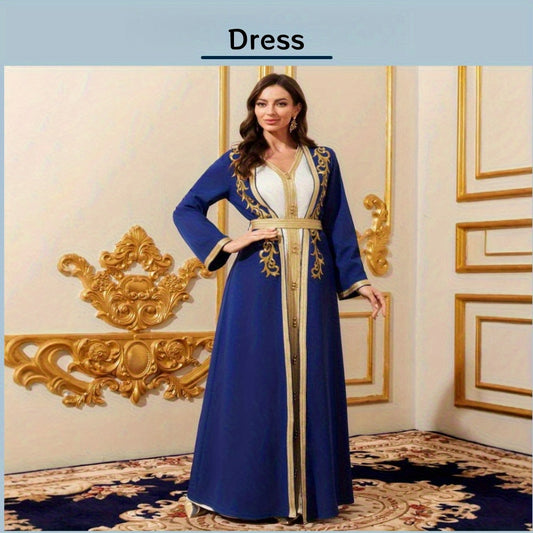 Middle East Women's Abaya Gowns Arabian Dubai Robe Fashion Embroidered Lace Dress Sub Two Piece Set Costumes Accessories