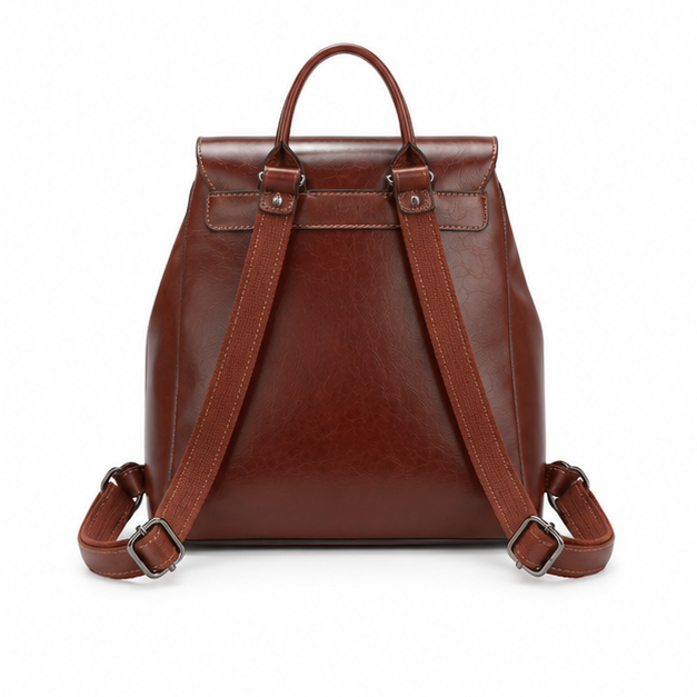 Classic Coffee Leather Adjustable Backpack