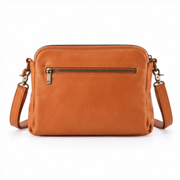 Vintage Tan Leather Crossbody Shoulder Bag