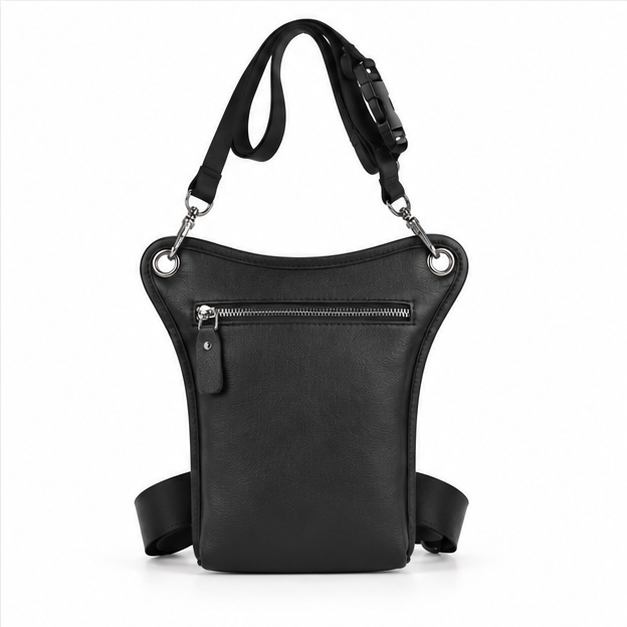 Black Multi-Pocket Crossbody Sling Bag