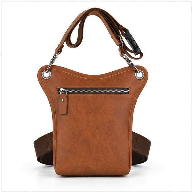 Vintage Brown Multi-Pocket Crossbody Sling Bag