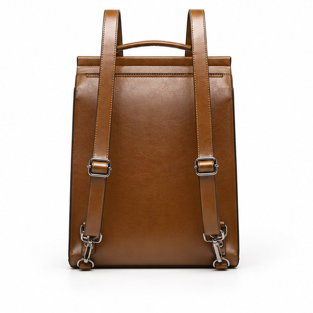Vintage Brown Leather Convertible Backpack