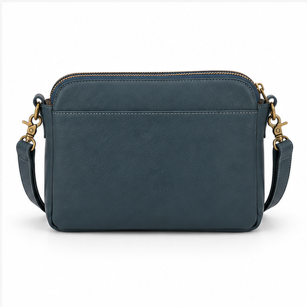 Teal Blue Multi-Zip Crossbody Shoulder Bag
