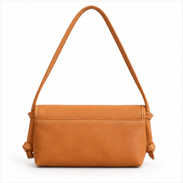 Tan Leather Crossbody Flap Shoulder Bag