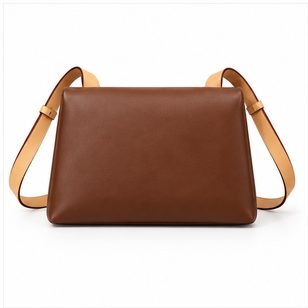 Brown Leather Flap Shoulder Crossbody Bag