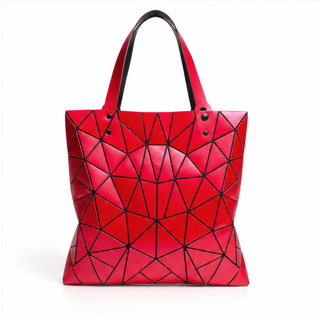 Dark Red Geometric Mosaic Tote Bag