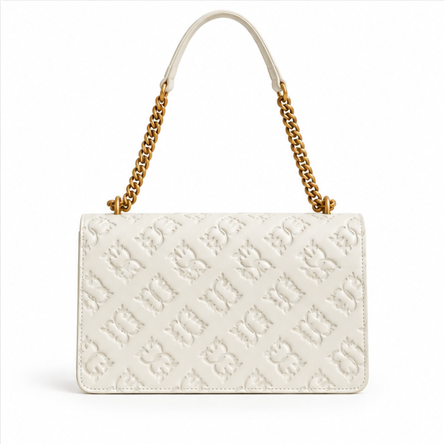 Ivory Embossed Bird Clasp Shoulder Bag