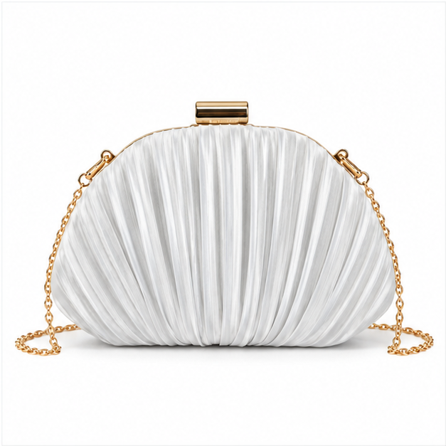 Elegant Pleated Satin Evening Clutch Bag