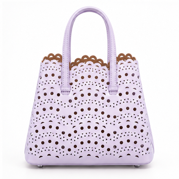 Lavender Laser Cut Structured Tote Handbag