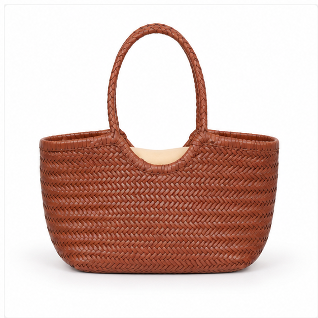 Handwoven Brown Braided Everyday Tote Bag