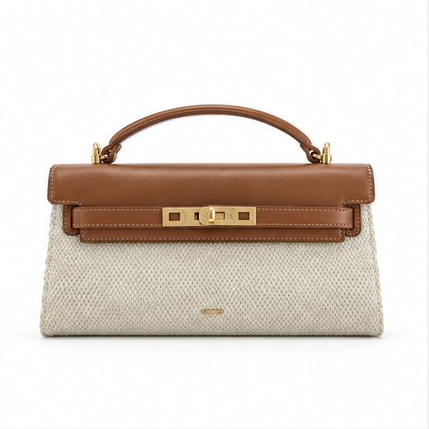 Elegant Woven Leather Top Handle Handbag