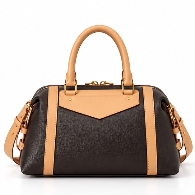 Elegant Two-Tone Structured Shoulder Handbag