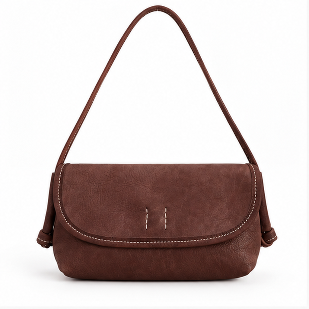 Coffee Brown Classic Crossbody Flap Shoulder Bag