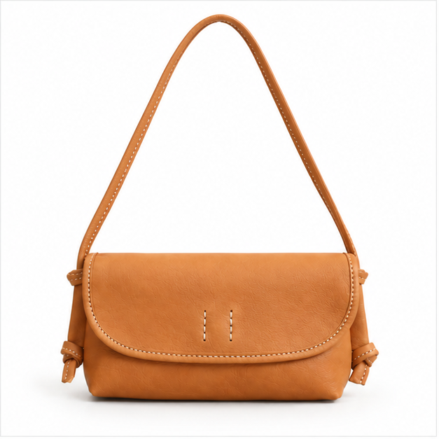 Tan Leather Crossbody Flap Shoulder Bag