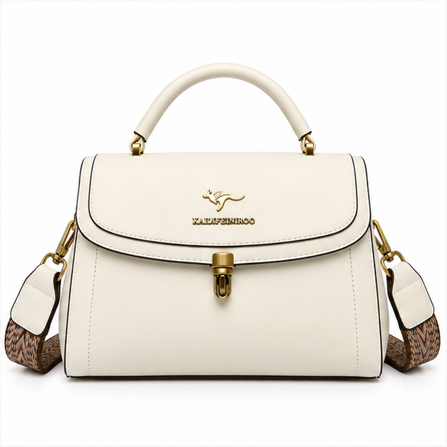 Ivory Structured Top Handle Crossbody Handbag