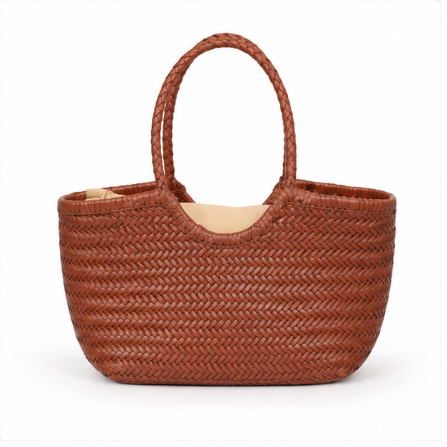 Handwoven Brown Braided Everyday Tote Bag