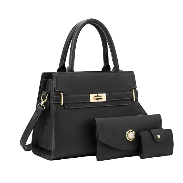 Black Elegant Three-Piece Handbag Set