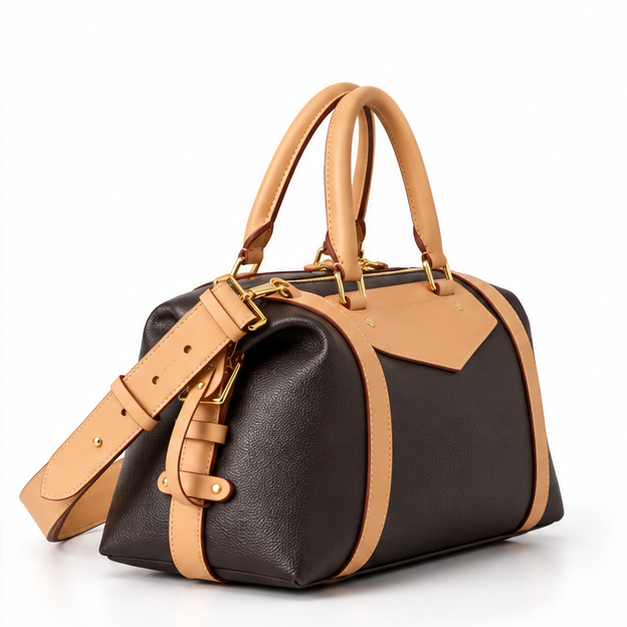 Elegant Two-Tone Structured Shoulder Handbag