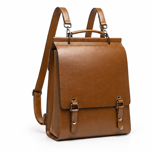 Vintage Brown Leather Convertible Backpack