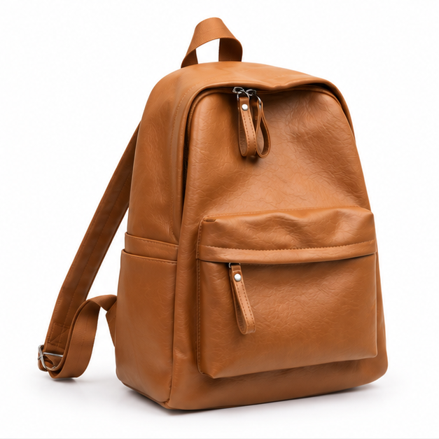 Light Brown Classic Everyday Leather Backpack