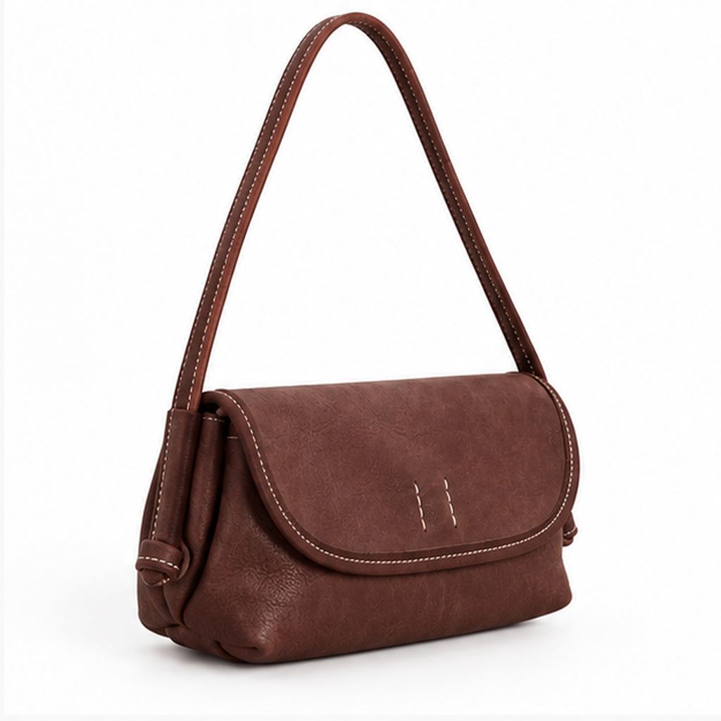 Coffee Brown Classic Crossbody Flap Shoulder Bag