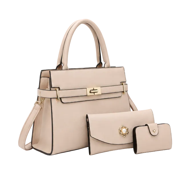 Khaki Three Piece Elegant Handbag Set