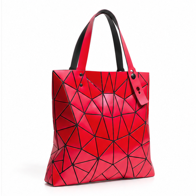 Dark Red Geometric Mosaic Tote Bag