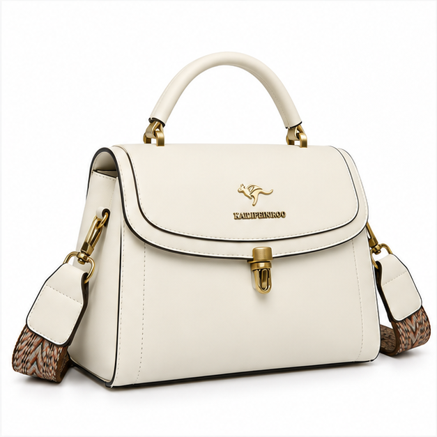 Ivory Structured Top Handle Crossbody Handbag