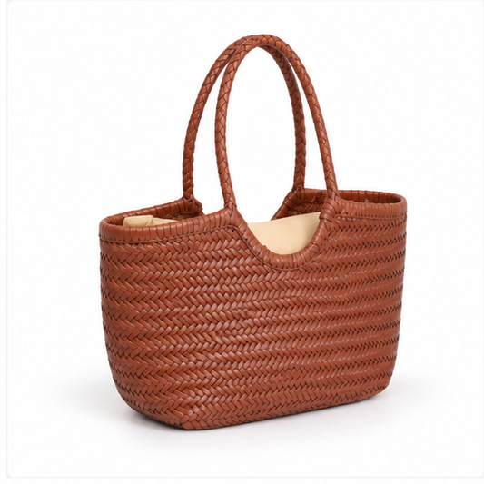 Handwoven Brown Braided Everyday Tote Bag