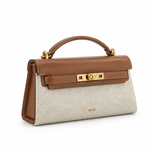 Elegant Woven Leather Top Handle Handbag