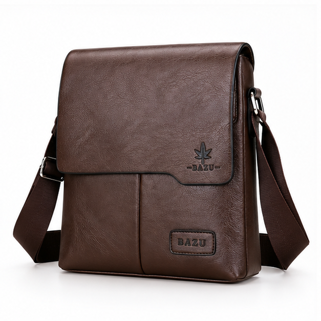 Brown Leather Crossbody Messenger Bag