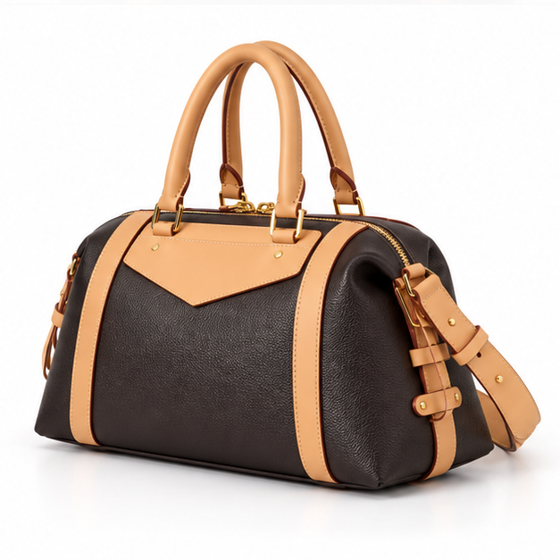 Elegant Two-Tone Structured Shoulder Handbag