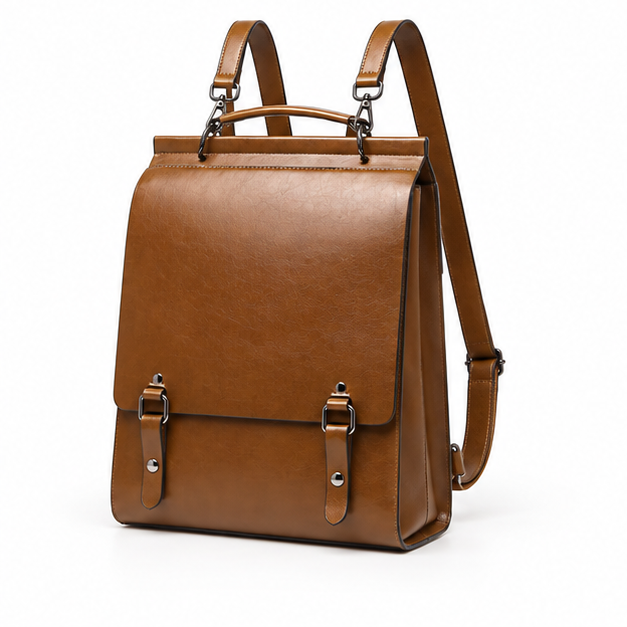 Vintage Brown Leather Convertible Backpack