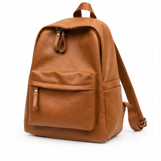 Light Brown Classic Everyday Leather Backpack