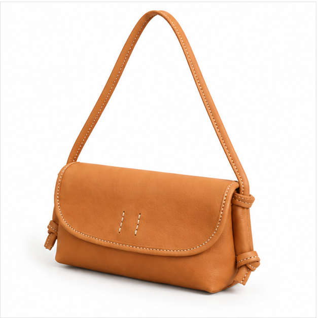 Tan Leather Crossbody Flap Shoulder Bag
