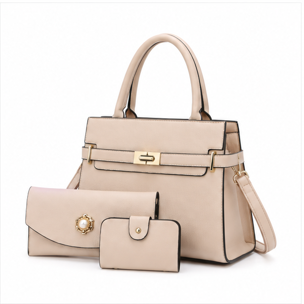 Khaki Three Piece Elegant Handbag Set