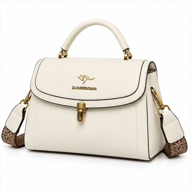 Ivory Structured Top Handle Crossbody Handbag
